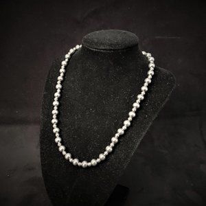 Sterling Silver 925 Ribbed Textured Carved Ball Beaded Necklace Ross Simons